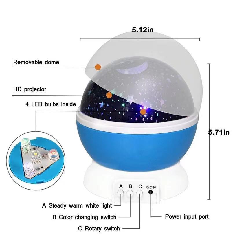 Đèn Chiếu Sao Tự Xoay LED Lãng Mạn Đầy Sao Bầu Trời Thiên Hà Đèn Chiếu Sao Ánh Sáng Trang Trí Phòng Ngủ Món Quà Ý Nghĩa