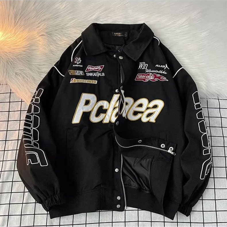 Áo Khoác Tay Dài Dáng Rộng Thêu Chữ Phong Cách Hàn Quốc Thời Trang Cho Nam Và Nữ