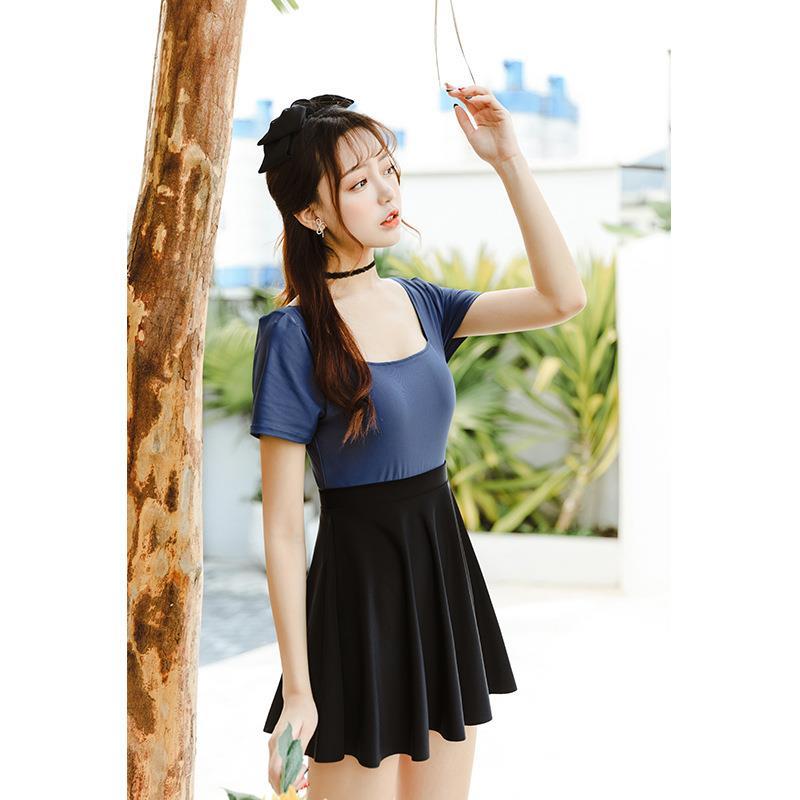 2021 new swimsuit female one-piece skirt retro conservative cover belly slimming Korean ins student hot spring swimsuit | BigBuy360 - bigbuy360.vn