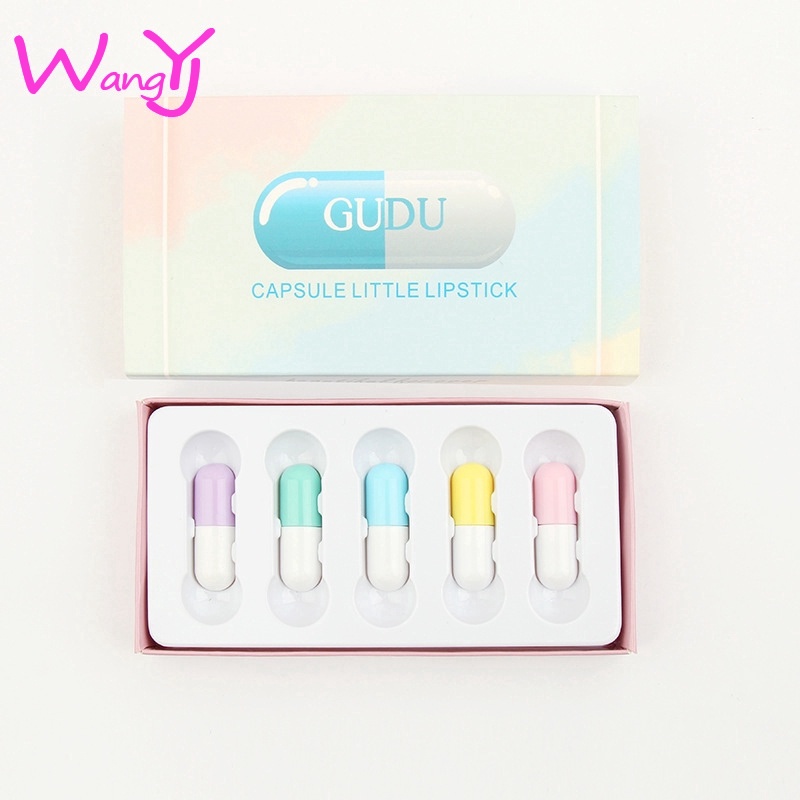 [Hàng mới về] Bộ 5 son môi dạng thạch lâu trôi thiết kế viên nang dễ thương | BigBuy360 - bigbuy360.vn