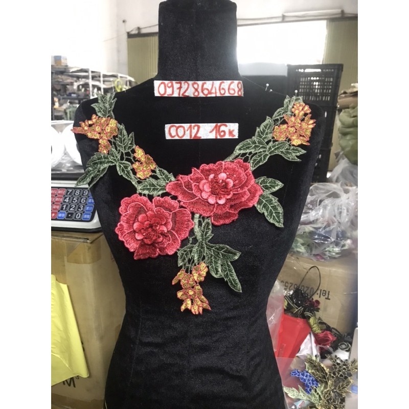 Cổ thêu hoa nổi mã CO12