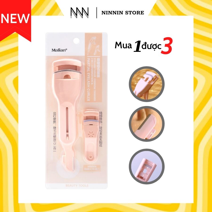 Bộ kẹp mi MARIANNE 3 trong 1 uốn cong lông mi 3D bằng nhựa màu hồng phấn