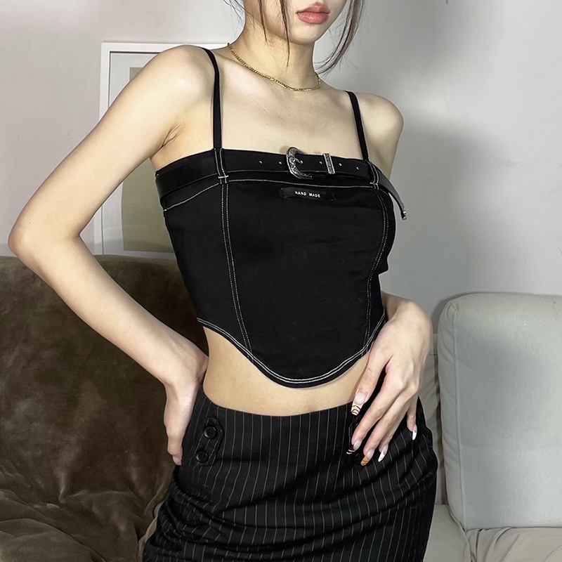 Áo Hai Dây Denim Thời Trang Mùa Hè Cá Tính Cho Nữ