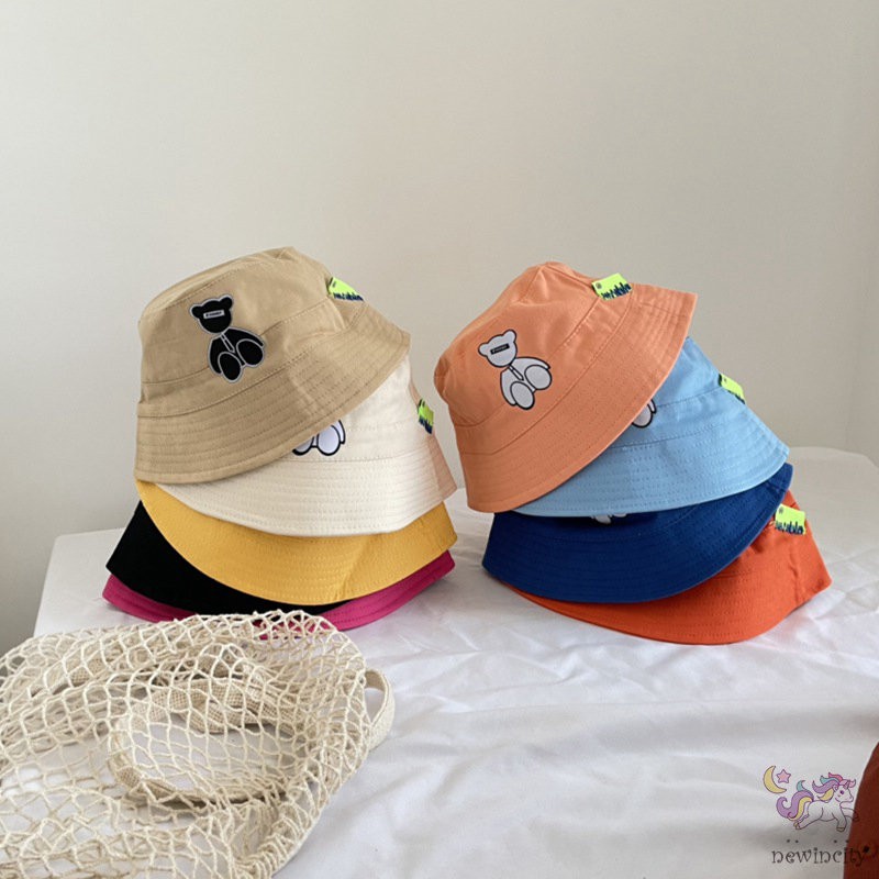 Mũ tai bèo chống nắng in hình gấu đáng yêu phong cách Hàn quốc cho bé