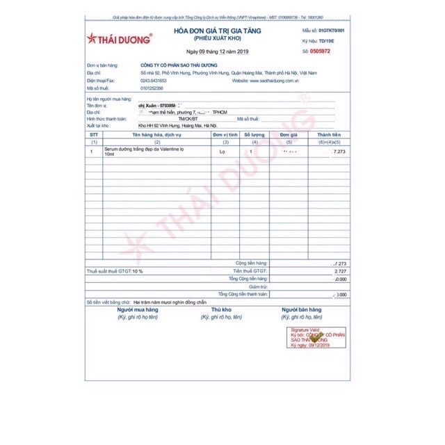 SERUM ĐẶC HIỆU NÁM VALENTINE LỌ 10ML - SAO THÁI DƯƠNG chính hãng