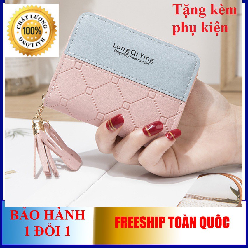 Ví nữ mini cầm tay nữ tính Hàn Quốc, chất liệu da PU cao cấp mềm mịn (tặng kèm phụ kiện)