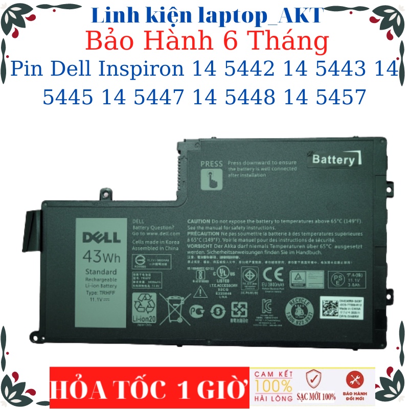 Pin laptop Dell Inspiron 14 5442 14 5443 14 5445 14 5447 14 5448 14 5457- Pin Dell TRHFF- 43Wh