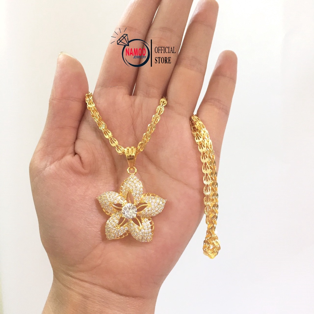 Dây Chuyền Hoa Đính Đá Bản Lớn V801 kết hợp với Dây Phụng Dài Dây 50cm Namoo Jewelry