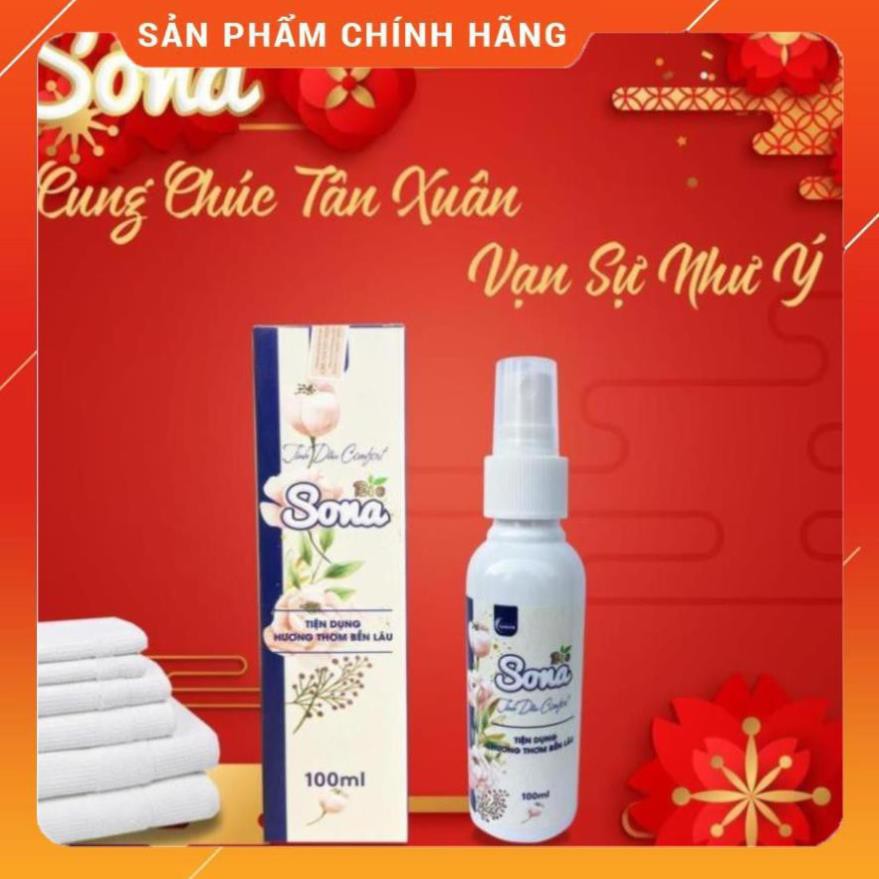 Nước Xịt Xả Vải Khô SoNa - Hương nước hoa Comfort vs Hương Downy 100ml