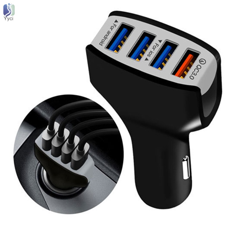 Yy Cell Phone Car Charger Quick Charge Power Adapters Multi USB Ports for Smartphone Car Accessories @VN