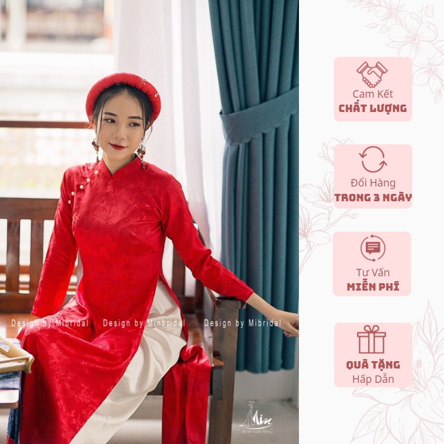 Áo Dài Gấm Lụa Màu Đỏ-Ao Dai Min | BigBuy360 - bigbuy360.vn
