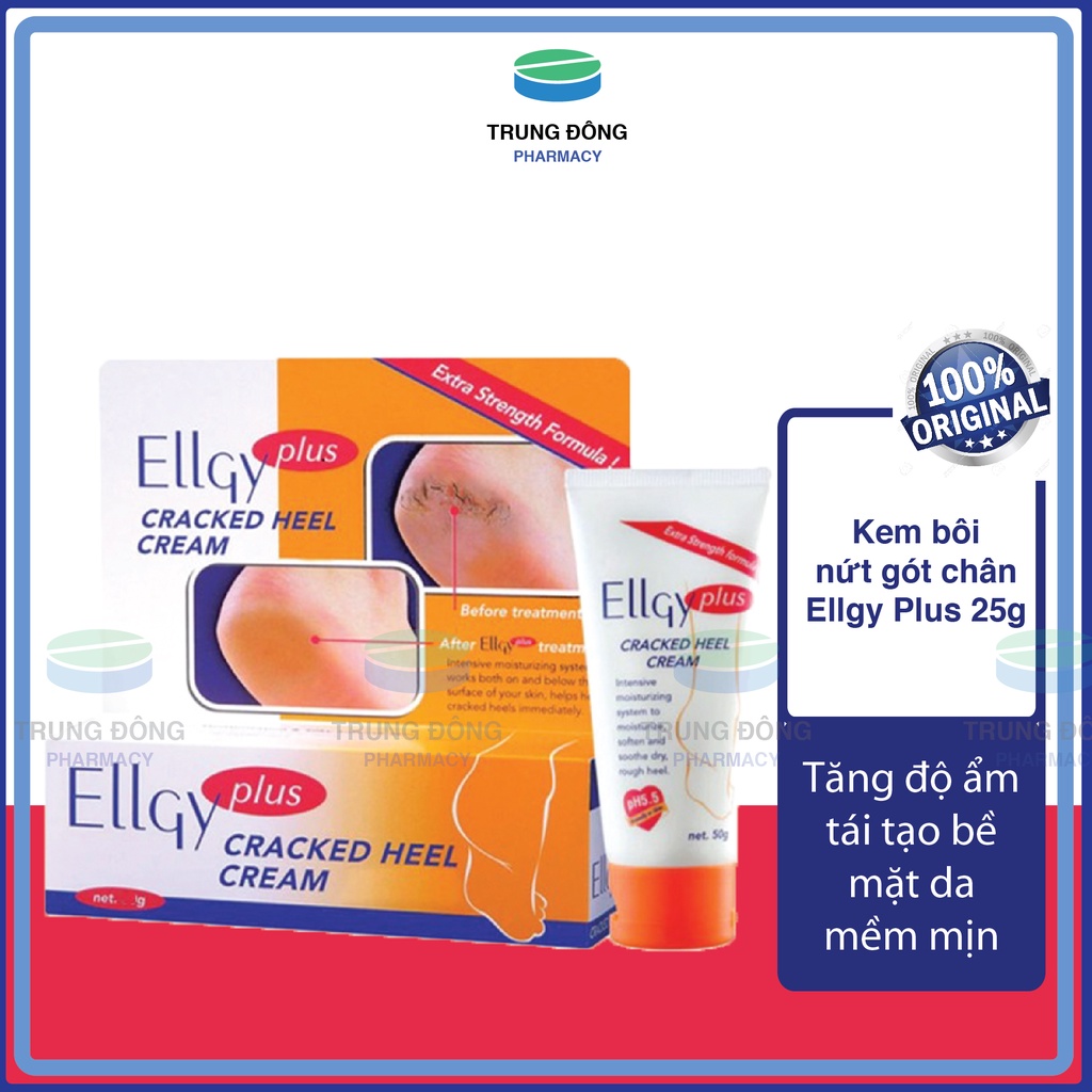 Kem bôi nứt gót chân Ellgy Plus 25g, tăng độ ẩm tái tạo bế mặt da mềm mịn - Trung Đông Pharmacy