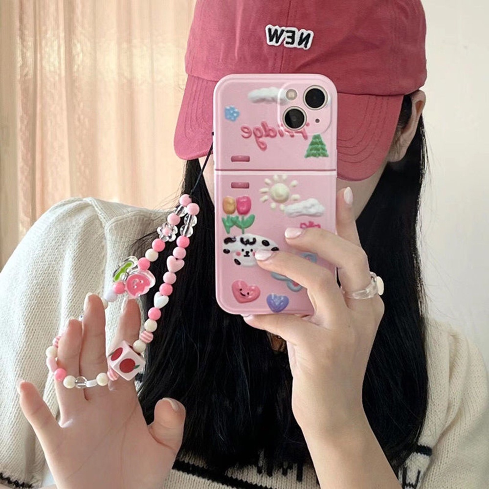 Mới Dây Đeo Điện Thoại Xâu Hạt Ngọc Trai Bằng acrylic Mặt Cười Phong Cách Bohemian Hàn Quốc Sáng Tạo