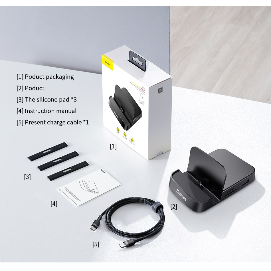 Dock sạc Hub Type-C 7 in 1 Baseus HUB Station đa tính năng trang bị USB 2.0 / 3.0 , HDMI , SD / Micro SD - Chính hãng