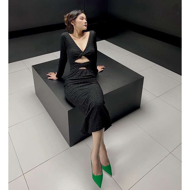 HERMOSA | Đầm body dài đen