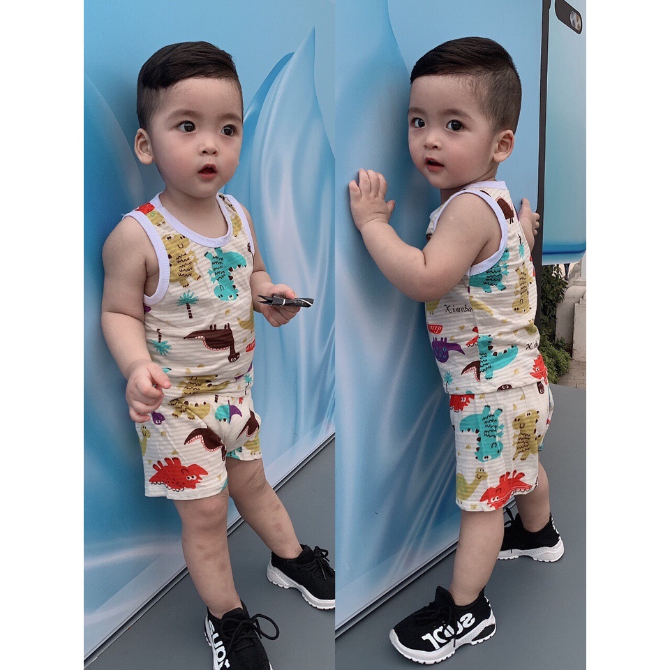 Đồ Bộ quần áo ba lỗ cho bé trai và bé gái chất cotton tre AM247 cho bé sơ sinh đến 16kg