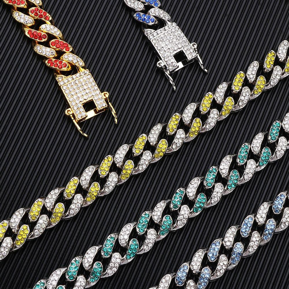 Vòng Tay Mắt Xích Kim Cương 12mm Sang Trọng Thời Trang Cho Nam Nữ