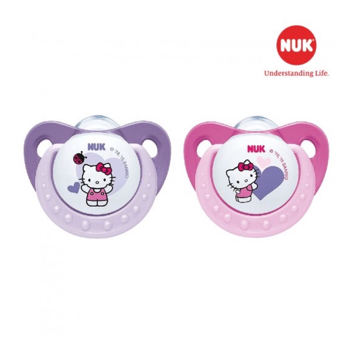 [Có nắp chụp] Ty ngậm / ti giả NUK Hello Kitty, Gấu Pooh đủ size