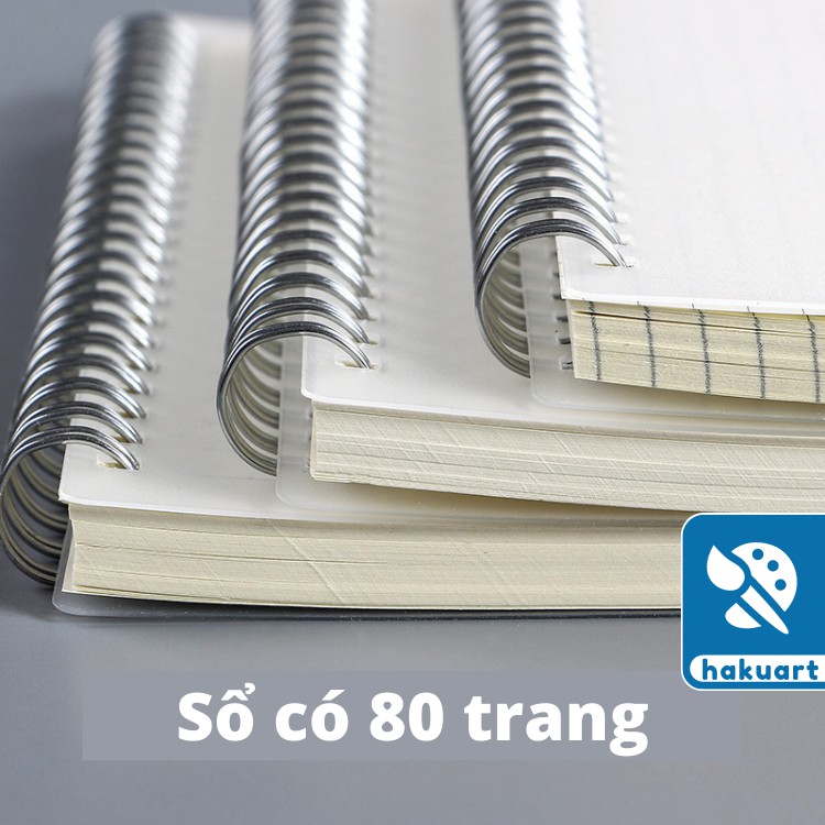 Sổ còng 6 lỗ, sổ lò xo A5/B5 160/200 trang Bìa mờ lõi 70/120gsm - Họa Cụ Hakuart