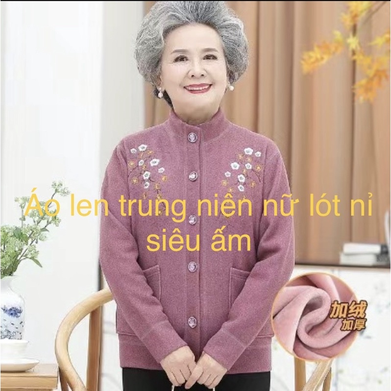 Áo len cho người già_ áo khoác len nữ trung niên tặng bà tặng mẹ