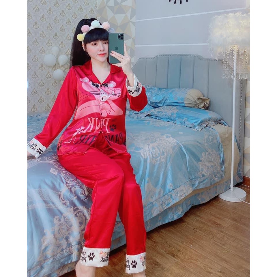 Pizama phi lụa chú báo hồng | BigBuy360 - bigbuy360.vn