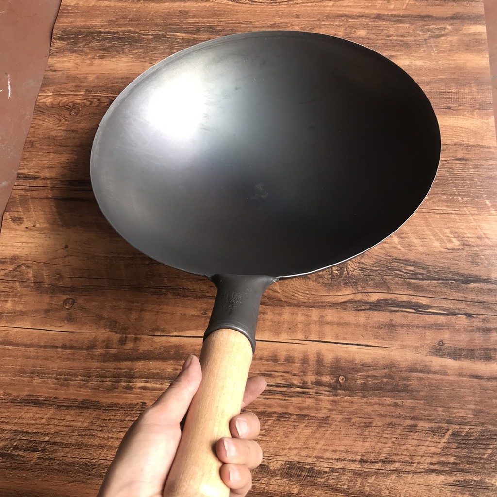 Size 36cm Chảo Thép Chống dính tay cầm gỗ