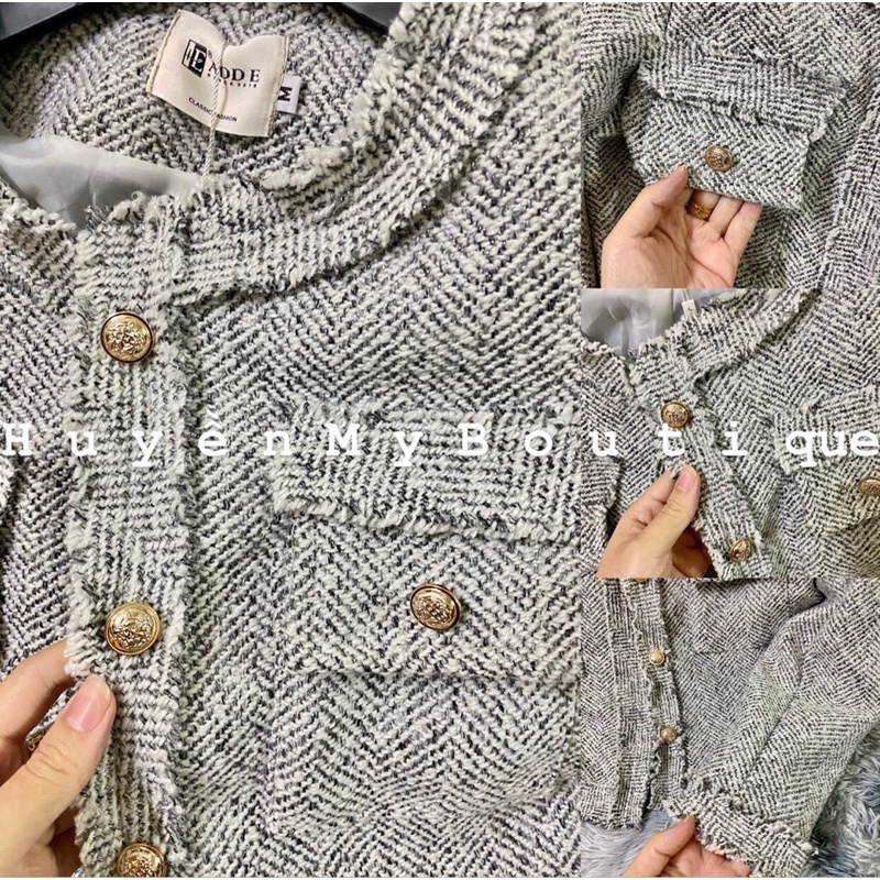 [Video Cận Chất ] Áo khoác dạ tweed 2 lớp, khoác dạ nữ hàng quảng châu loại 1 | BigBuy360 - bigbuy360.vn