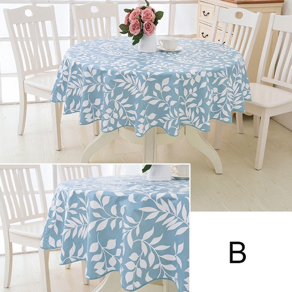 Khăn trải bàn tròn bằng nhựa PVC chống thấm nước/ dầu in họa tiết thanh lịch tùy chọn cho nhà bếp