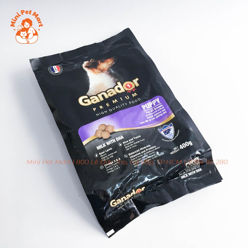 Thức ăn hạt cho chó con GANADOR Premium 400g - Công thức sữa và DHA