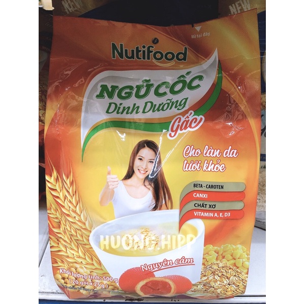 Ngũ cốc dinh dưỡng gấc nguyên cám Nutifood, hỗ trợ tiêu hoá, xương răng chắc khoẻ, da đẹp.