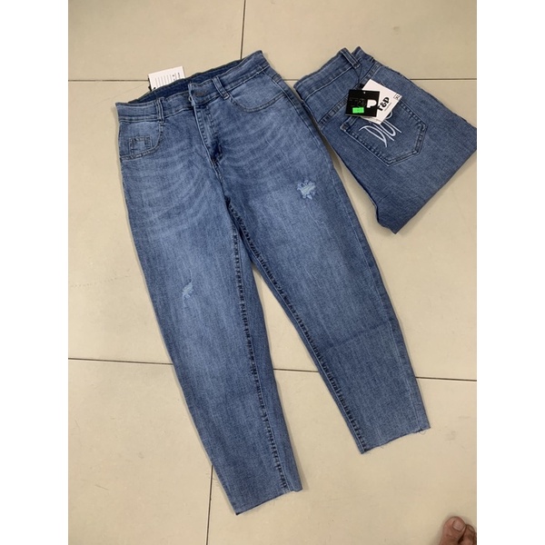 Quần jean baggy đen rách bigisze 63-98kg vải co giãn 4 chiều