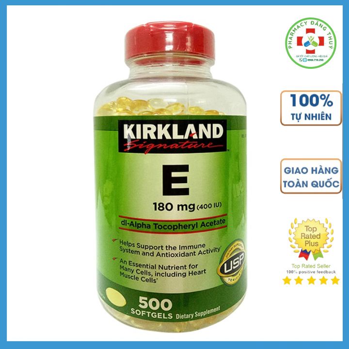 Bán Lẻ 50 viên Vitamin E Mỹ  E Kirkland 400 IU Hỗ Trợ Làm Đẹp Da