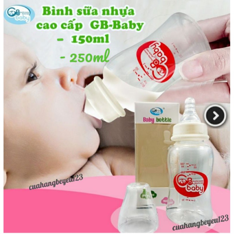 150ml / 250ml - Bình sữa nhựa cổ hẹp cao cấp không BPA - GB BABY (Công nghệ Hàn Quốc)