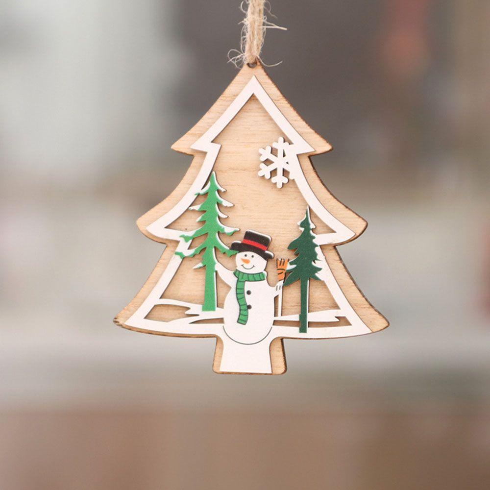 Wttle Bông Tuyết / Ông Già Noel / Ngôi Sao Bằng Gỗ Thủ Công Treo Trang Trí Giáng