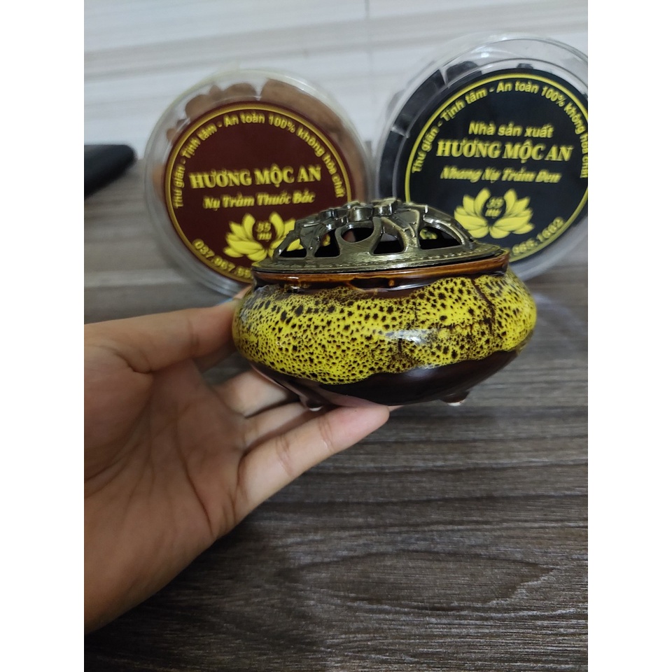 Lư Xông Trầm Hương Gốm Sứ Cao Cấp + 5 nụ trầm dùng thử