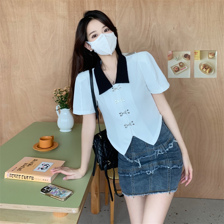 Áo Sơ Mi Ngắn Tay Đính Nút Thời Trang Dành Cho Nữ