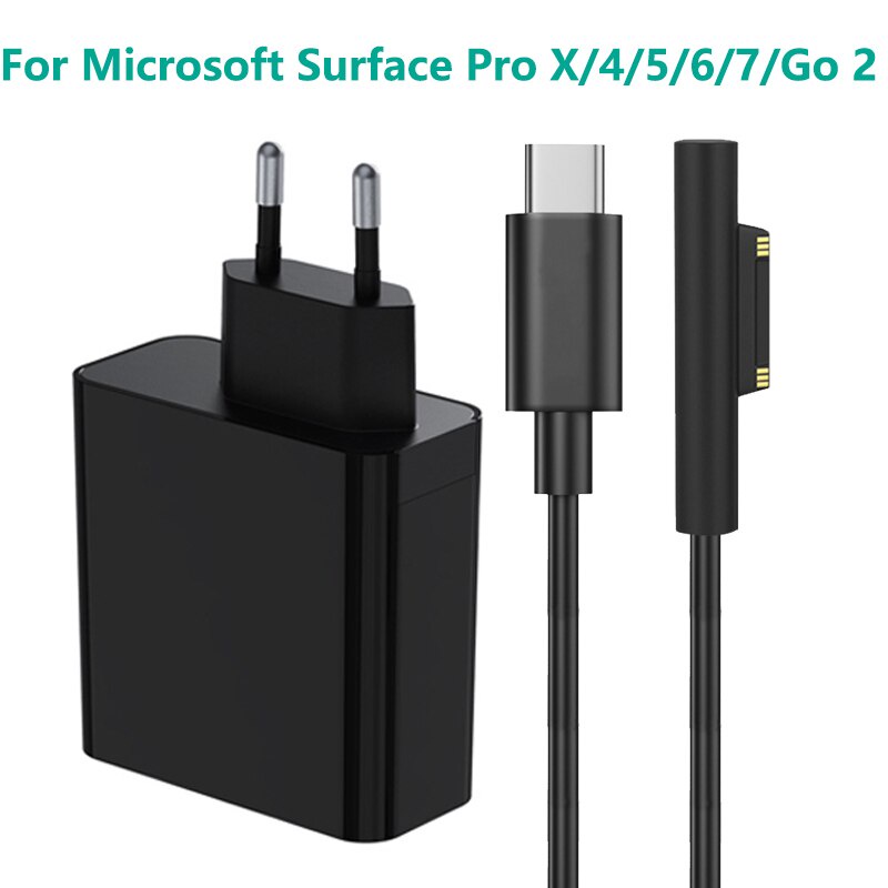 Bộ sạc USB C 15V 4A 65W cho Microsoft Surface Pro 4 Pro 5 Pro 6 Pro 7 Pro X 65W