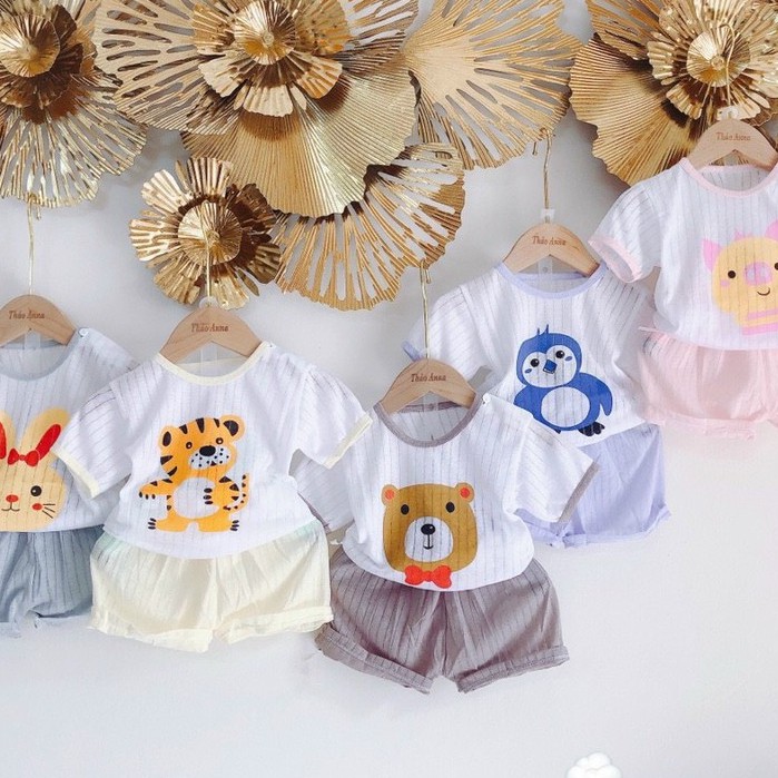 Bộ cotton giấy cài vai Mẫu Mới cho bé sơ sinh 3-14kg - 𝐁𝐎𝟐