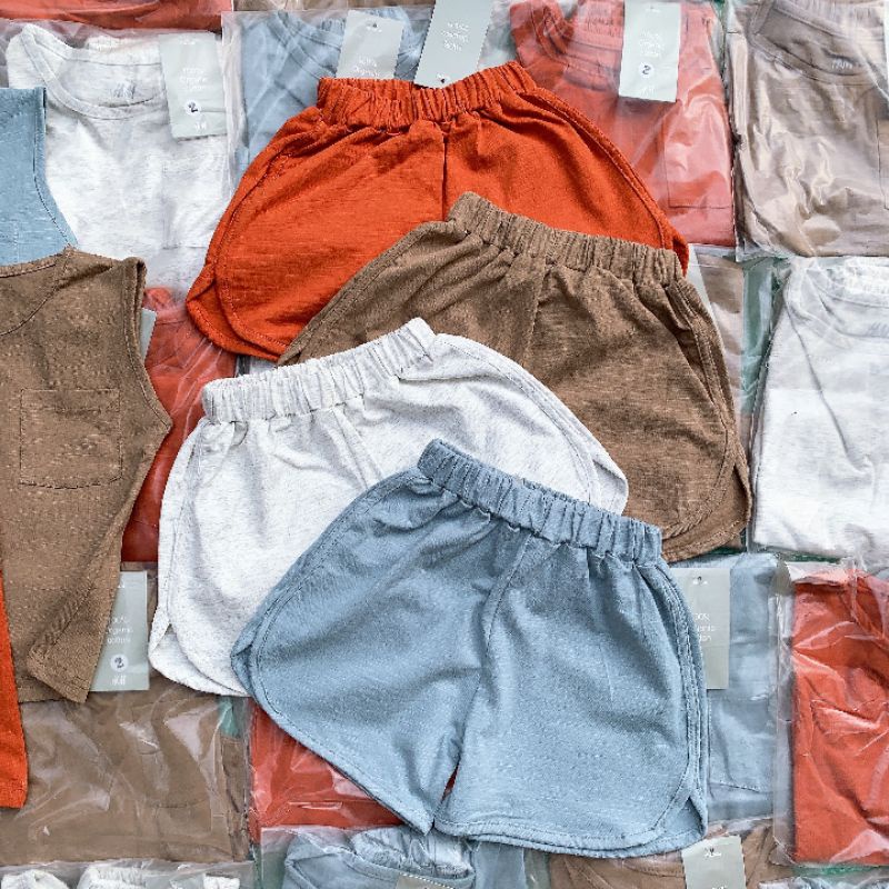 Đồ bộ sát nách trơn HM bé trai vải cotton dư xịn