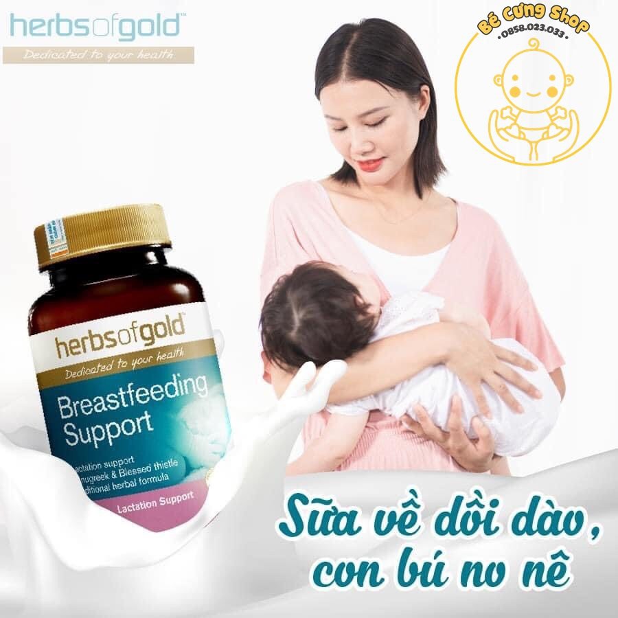 Viên uống lợi sữa (60v) tăng tuyến sữa cho mẹ sau sinh Herbs Of Gold Breastfeeding Support/Upspring Milkflow, Úc