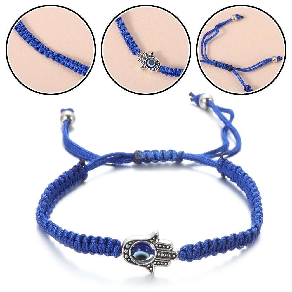 Vòng tay dây bện đính hạt họa tiết mắt quỷ may mắn kiểu dáng thời trang