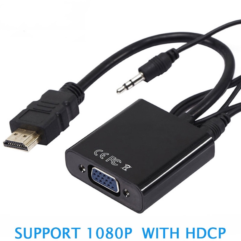 HDMI to VGA Converter Video Adapter With 3.5mm Audio Cable 1080P