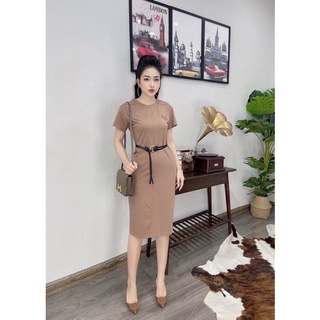 váy cotton kèm đai hàng QC cao cấp