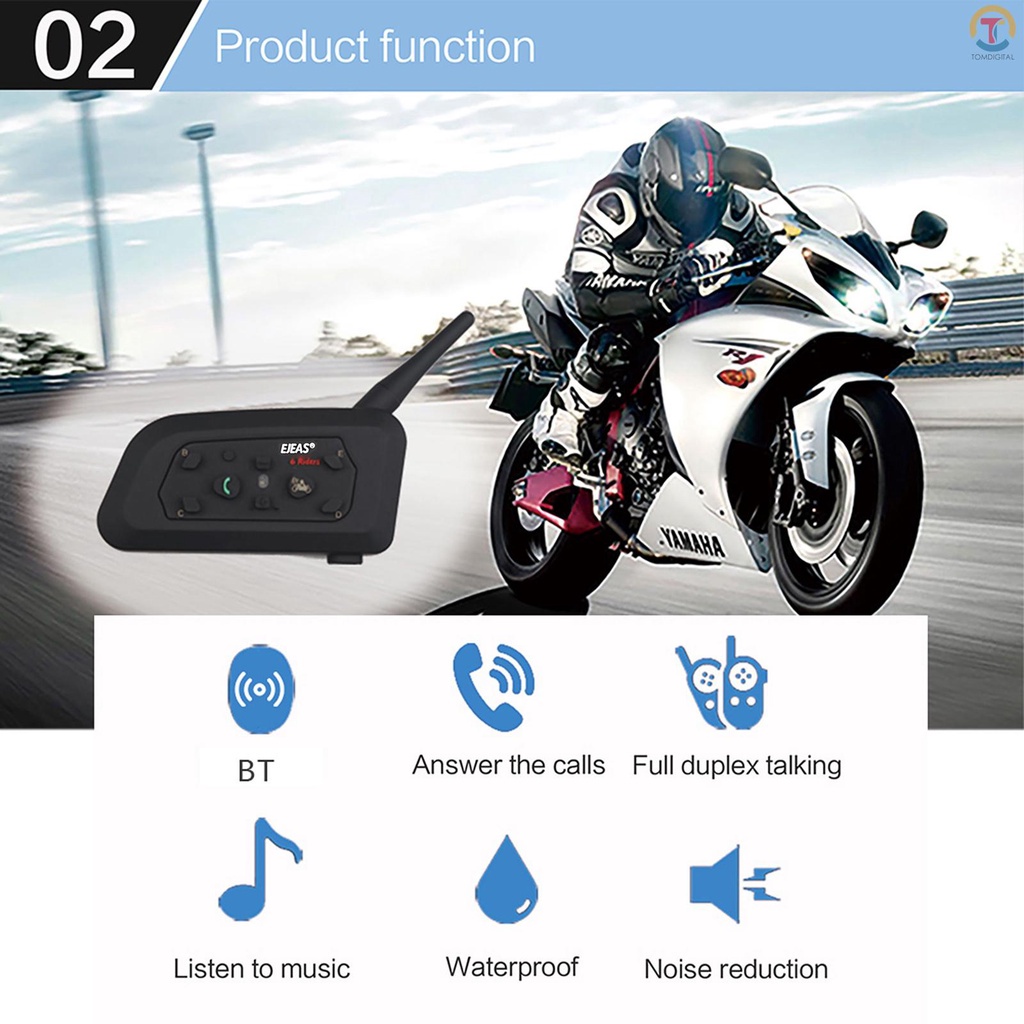 Mũ Bảo Hiểm Xe Máy Interphone Duplex 1200M EJEAS V6 Pro