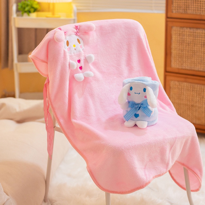 SANRIO Chăn Nỉ Mềm Mại In Hình Cinnamoroll Kuromi Hello Kitty Mymelody Purin Dễ Thương Cho Bé