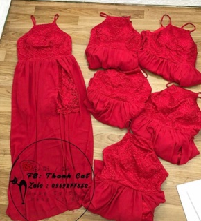 Đầm maxi voan phối ren