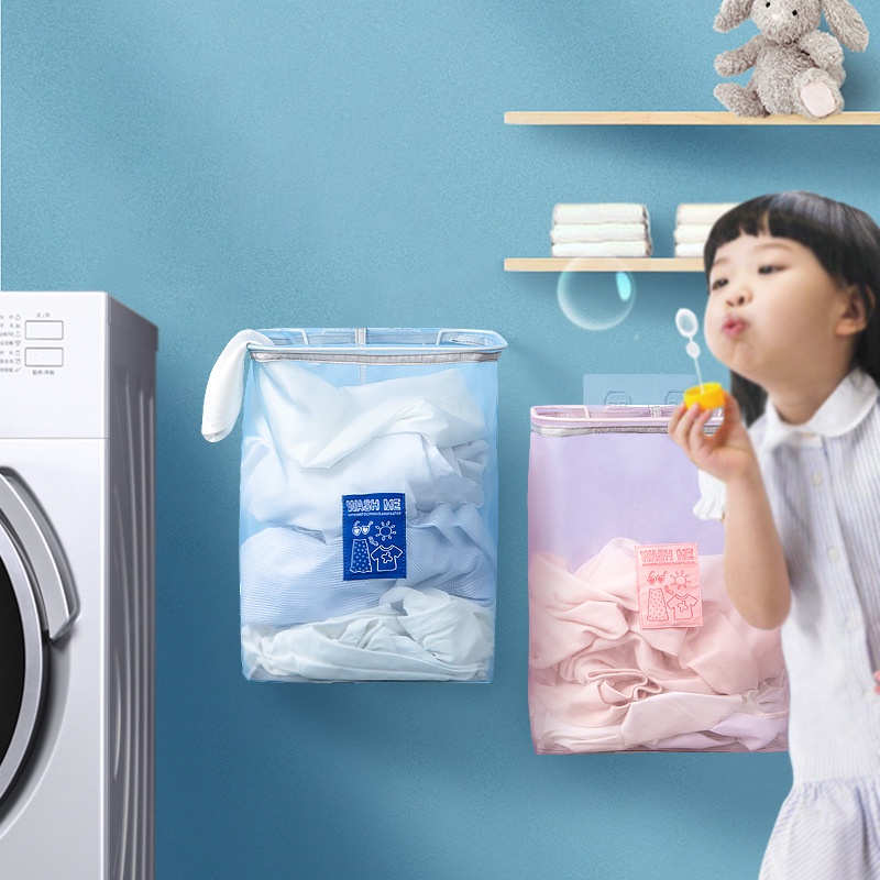 Giỏ đựng quần áo giặt treo tường gấp lại được nhỏ gọn tiện lợi
