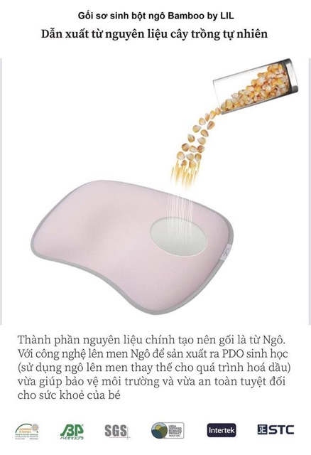 Gối Sơ Sinh Chống Bẹt Đầu Sợi Bột Ngô