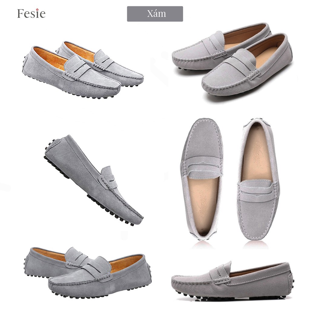 sale 12-12 Giày Lười Nam, Giày Mọi Nam Da Bò Lộn Cao Cấp, Màu Đen và Nâu - Fesie Leather Moccasins #giayluoinam