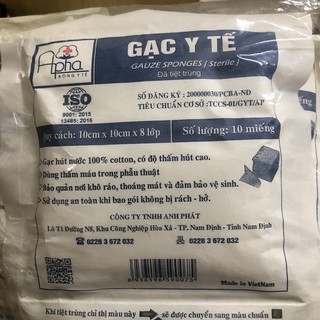 Gạc vuông 10x10x8 lớp